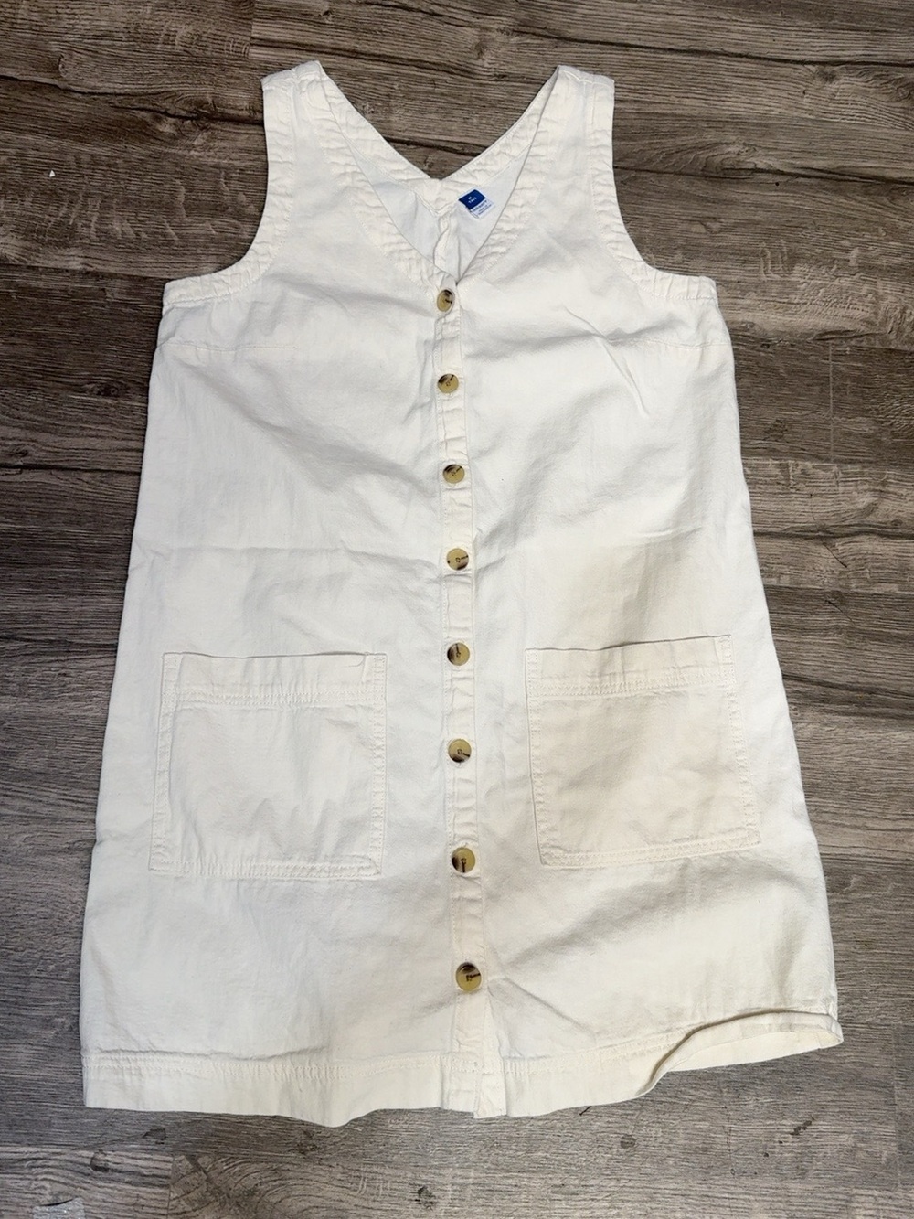 Old Navy Women’s M Tall White Cotton Button Front Sleeveless Dress Pockets - Picture 2 of 13